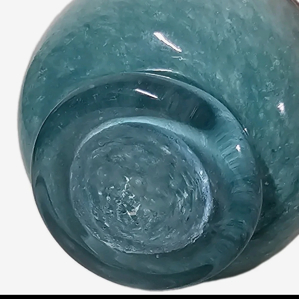 Light Blue Hand Blown Bottle Vase Beach Theme Nautical Decor Accent